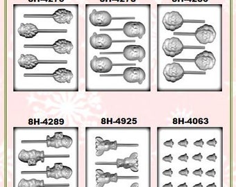 Christmas - Santa, Reindeer, Bell, & Gift Hard Candy Molds (B)