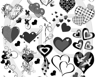 Sepia Decals for Fused Glass - Hearts