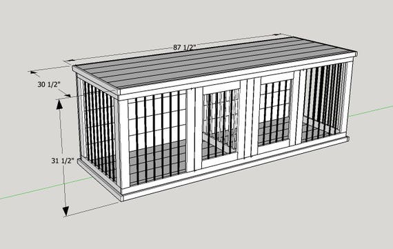 Plans to Build Your Own Wooden Double Dog Kennel Size Large