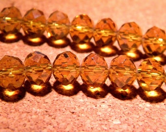 10 glass crystal faceted amber - D13 Austrian 10 mm beads