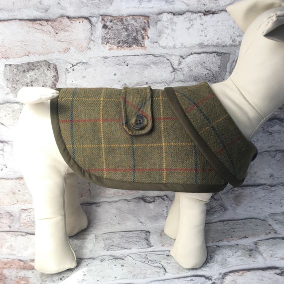 Small Dog Coat Tweed Wool Check Tartan Waterproof Jacket