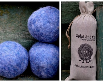 XL Wool Felt Dryer Balls - Wool Felt - Denim Blue Dryer Balls