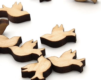 Wedding Dove Mini Charms - Itsies - With Holes or Without - Timber Green Woods Sustainable Wood Products - Bird Charms Made in the USA
