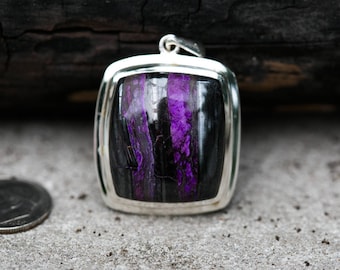 Sugilite pendant - Sugilite and Manganese Pendant - Gorgeous Tone - Sugilite Jewelry - Sugilite Silver Pendant - Sugilite Manganese necklace