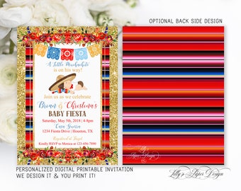 Fiesta Baby Shower Invitation, Mexican Fiesta Baby Shower Invite, Muchachito, Charro Fiesta Baby Shower Invite, Floral Fiesta-0077
