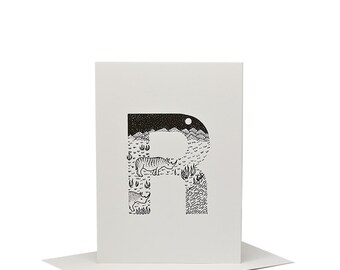 R for Rhinoceros - Letterpress Print