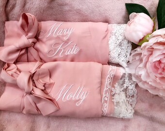 Blush Pink Baby Robe-Flower Girl Robe-Floral Cotton Robe-flower Girl Gift-Baby Shower Gift -Flower girl robe, flower girl robe toddler