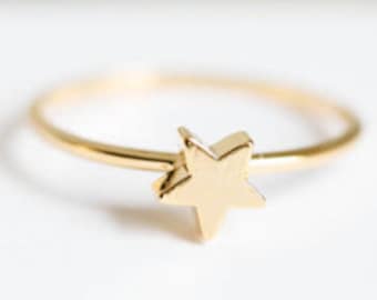 Ring star in silver, gold or rose colour