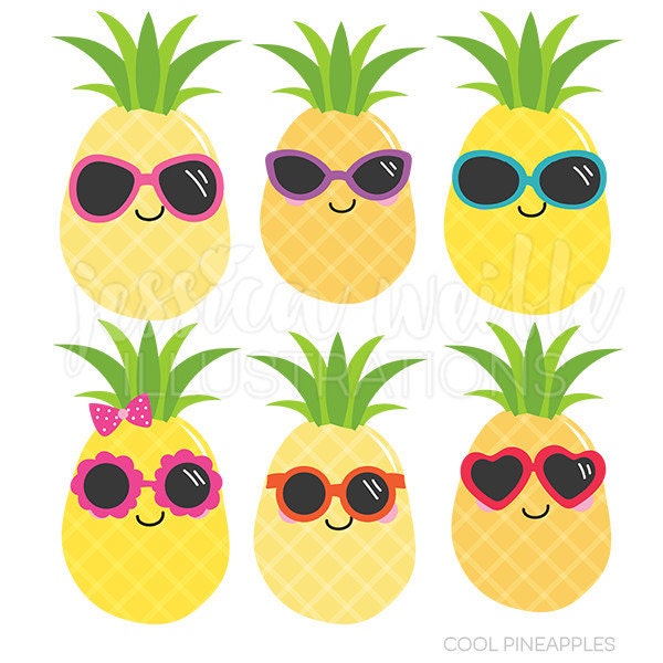 Cool Pineapples Cute Digital Clipart Commercial Use OK