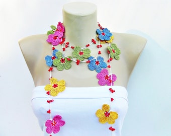 Beaded Crochet jewelry/crochet pendant / crochet necklace/ with beads
