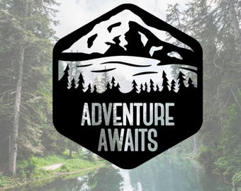 Adventure Awaits Decal, Phone Decal, Laptop Decal, Car Decal, Choose Color And Size