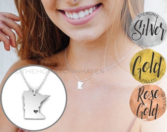 Minnesota State Necklace - I love Minnesota, Minnesota necklace