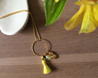 Yellow pineapple necklace