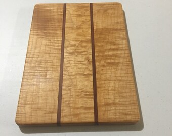 Handcrafted Hardwood Cutting Board - Curly Maple & Bloodwood