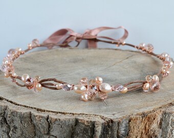 Rose gold crystal tiara Bridal crystal crown Wedding crystal vine Bridesmaid accessory Bridal hair vine Woodland hair wreath Sparkle hair