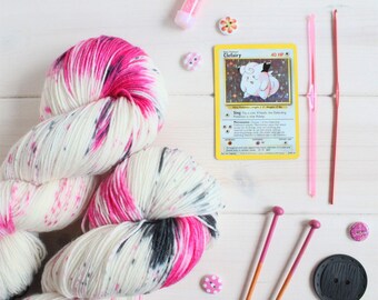Hand dyed yarn Clefairy Dust - Pokemon - hand dyed sock yarn - speckled yarn - sock yarn - indie dyed yarn - yarn for socks - variegated