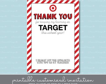 Target Gift Card Thank You - Teacher Gift - Instant Download - Printable