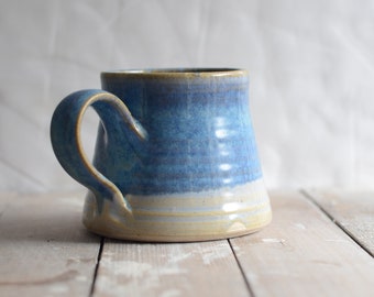 Breakfast latte mug in Beach Blue glazed stoneware ceramic