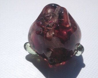A plum - purple rose, Lampwork Glass