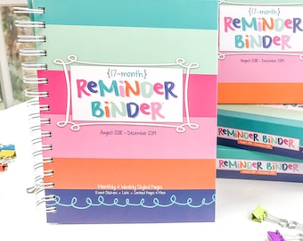 2018-19 Reminder Binder® Planner, Weekly Monthly 360+ stickers Tabs Tear-off Lists Contacts Gift Box - Teacher Gift or Mother's Day Gift