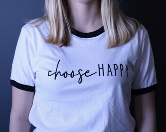 Choose Happy Vintage Ringer Tee
