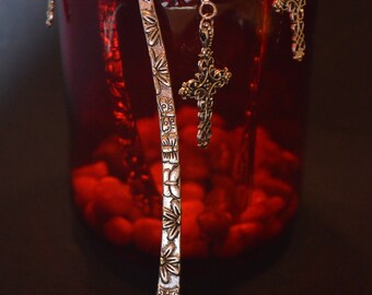 Flower, Silver Bookmark with filagree cross