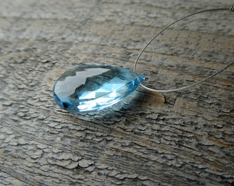 Huge Focal Swiss Blue Topaz Briolette Drop 14.06 Carats