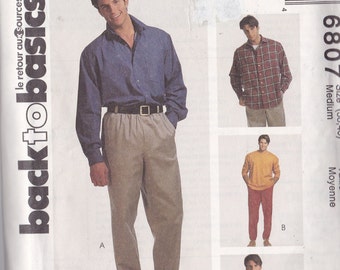 McCalls 6807 Vintage Pattern Mens T-Shirt, Shirt, Pants and Shorts Size 38-40 (Medium) Uncut)