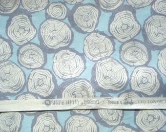 Timber and Leaf Sarah Watts tree rings blue Blend fabrics FQ or more