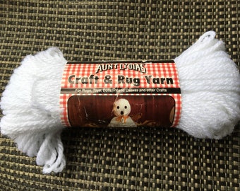 American Thread Aunt Lydia’s Heavy Rug Yarn, one skein white polyester vintage yarn.