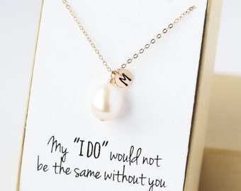 Bridesmaid Jewelry - Pearl Teardrop Bridesmaid Jewelry - Bridesmaid necklace (REAL FRESHWATER)