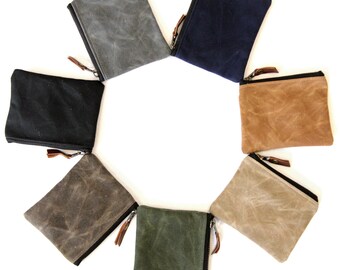 Coin Purse Card Pouch Small Zipper Pouch Waxed Canvas