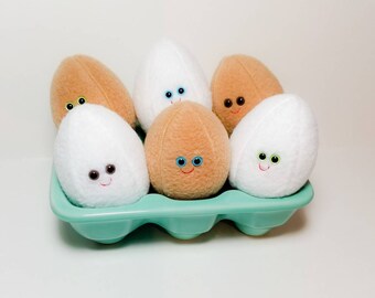 Plush Eggs - Plush Food - Stuffed Eggs - Plush - Play Food - Stuffed Toy - Farmers Market - Farm Fresh - Anthropomorphic - Kitchen Gift