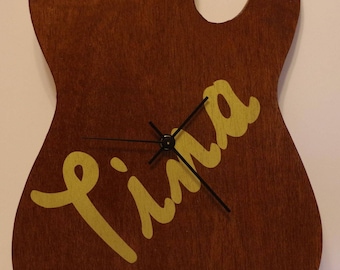 Custom Personalized Guitar Wall Art with Optional Clock