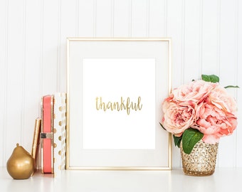 Thankful Holiday- Gold Foil Print