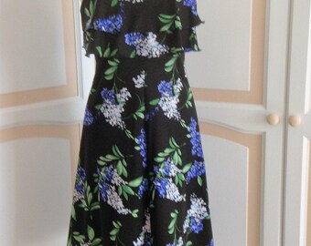 Livien's Pretty Black/Flowered Dress size 10 uk