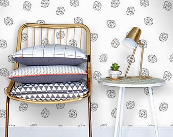 Black and white geometric wallpaper || Polygons wallpaper || Peel and stick! || Temporary wall mural #22