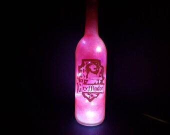 Gryffindor bottle light, Harry Potter, house of Gryffindor, Godric Gryffindor, gryffindor gift, gryffindor decor, harry potter gift,