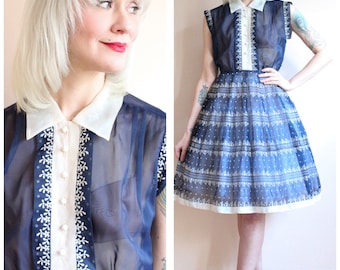 1950s Dress // Kerrybrooke Flocked April Dress // vintage 50s dress