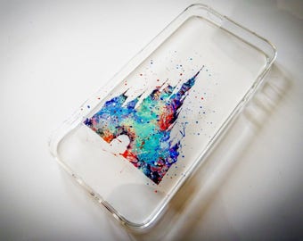 Disney Castle iPhone Watercolour Princess Characters Phone Cover Case 5 5c 6 7 8 X or Samsung Galaxy J3 2017 J5 2017 S7 S8 S9
