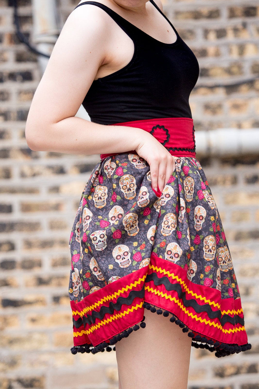 Day of the Dead Skirt Dia de los Muertos Skirt Sugar Skulls