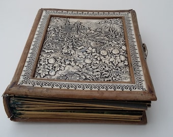 Antique Photo Album Leather Bound Embossed CDV or Tintype Photo's