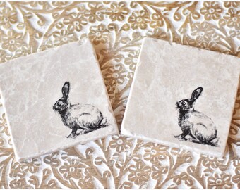 Rabbit / Bunny / Hare natural stone coaster