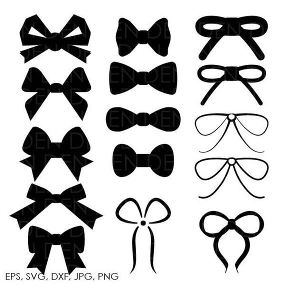 Download Bows SVG and DXF Cut File for Silhouette Shaped Bow