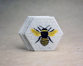 Bee Hexagon Seed Paper Tag Honeycomb Wildflower Cotton for Weddings or Events - Plant me! Set of 24