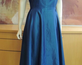 1950s Teal Blue Taffeta Party Dress