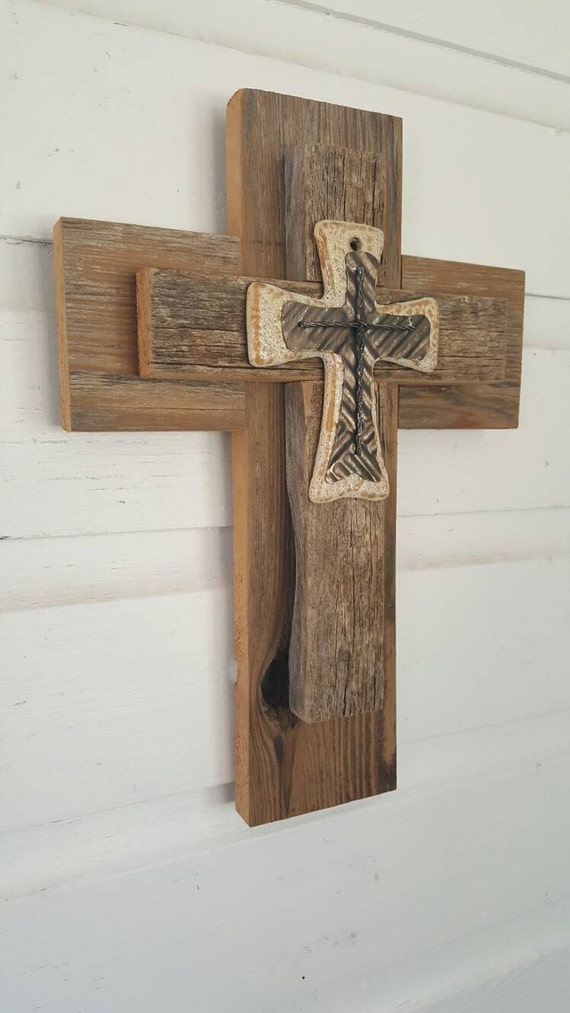 Unique Small Rustic Wall Cross SALE Hanging Decor Repurposed
