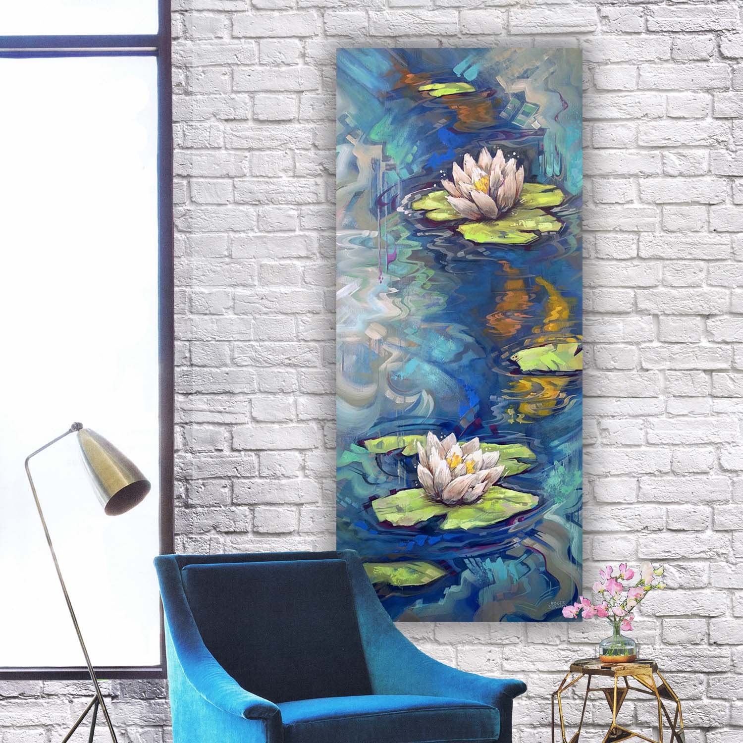 Large Canvas Art Narrow Canvas Tall Painting Lily Pad