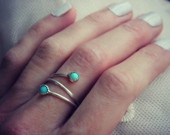 Turquoise ring, Sterling silver ring, stacking ring, midi ring, stackable ring, wrap ring