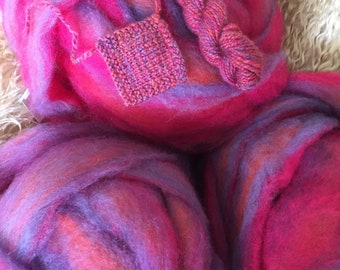 Rosy Periwinkle - appx. 8 ounces - Wool and Mohair Roving